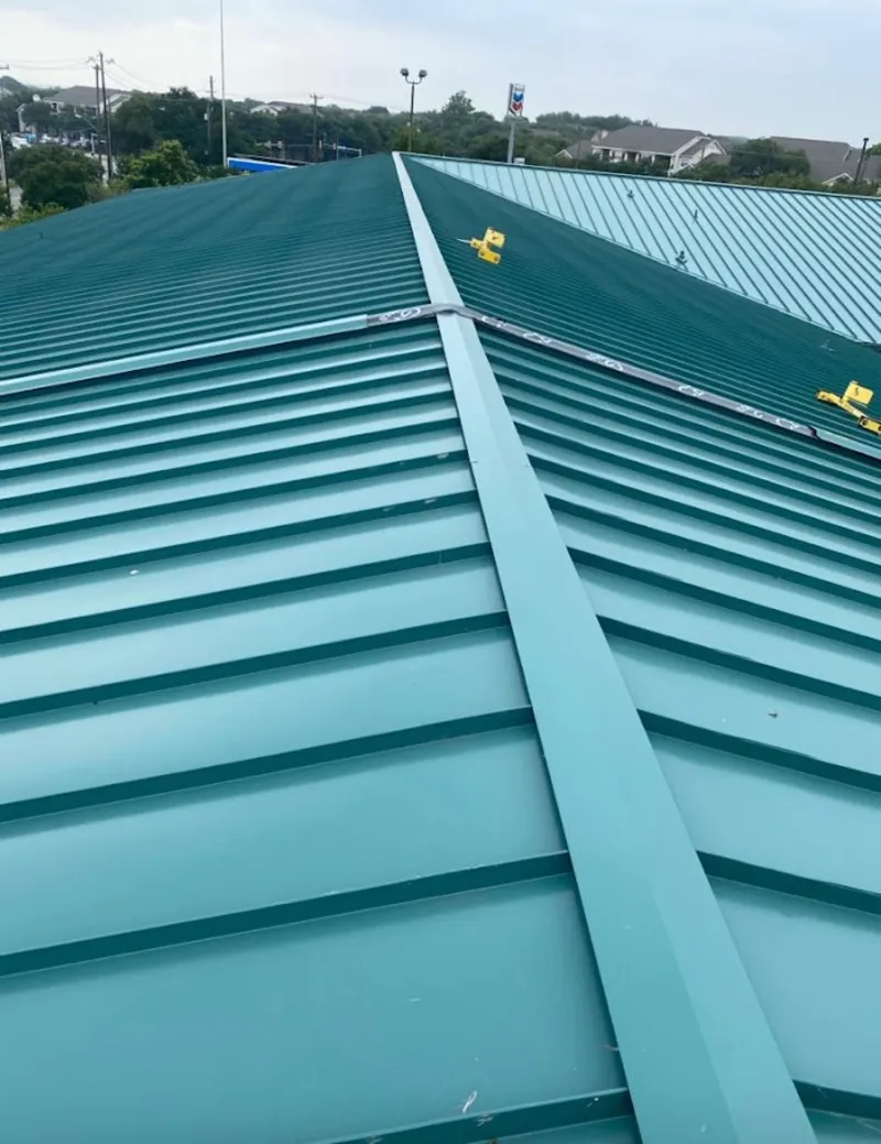 Green commercial metal roof ridge and valley for Metal Roof Repair in North Platte